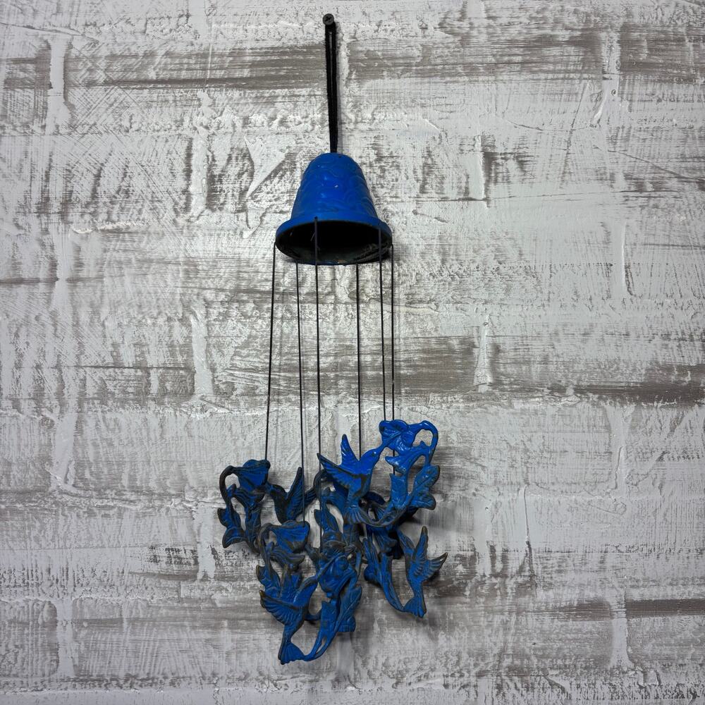 Vintage Blue Hummingbird Metal Wind Chime